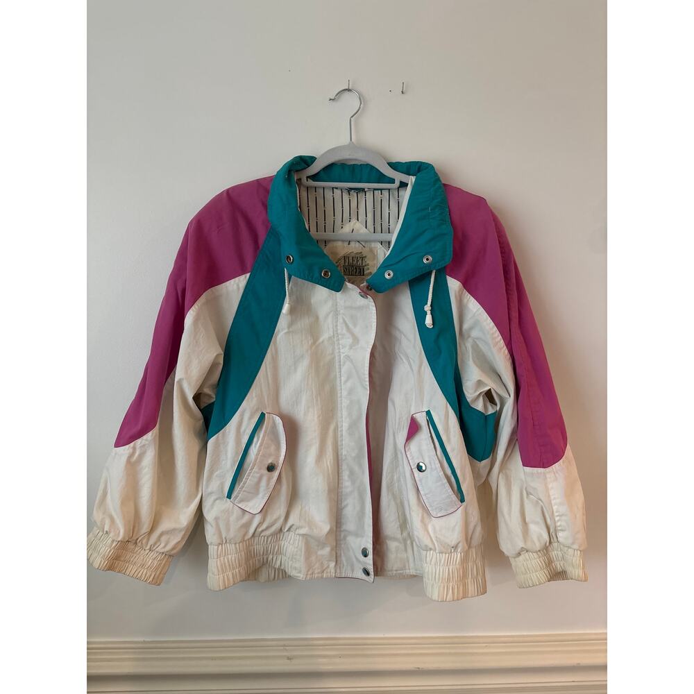 Vintage Color Block Retro Jacket 80-90's Fleet Street Medium